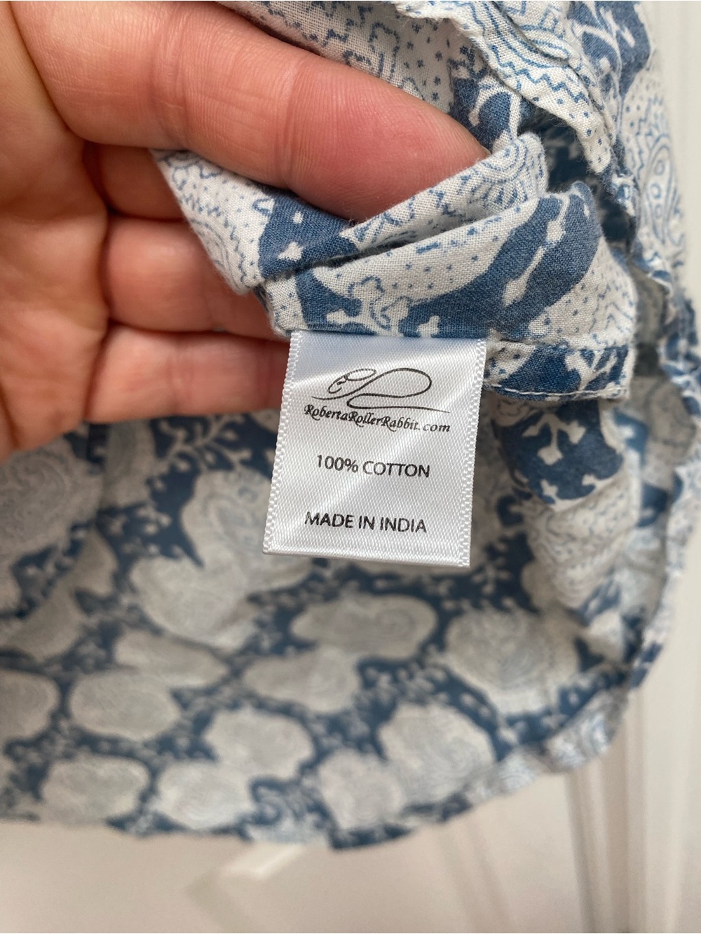 Roberta Roller Rabbit Blue & White Paisley-Print Button Down “Guy Shirt” - L - Picture 8 of 8